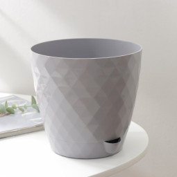 Горшок для цветов с прикорневым поливом Румба 3 л d=18 см h=17 см с поддоном серый