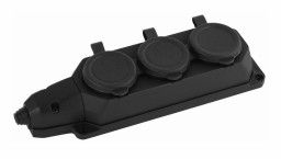 Колодка ЭРА K-3e-B-IP44 каучуковая с заземлением 3 розетки 16A IP44 черная