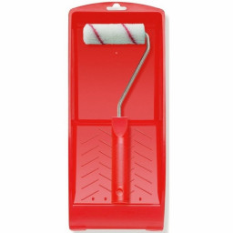 Набор ролик 100 мм полиакрил красные полосы клееный ручка ванна Color Expert