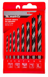 Набор сверл по дереву 3-4-5-6-7-8-9-10 мм (8 шт) MATRIX