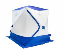 Палатка зимняя куб СЛЕДОПЫТ Long 2,15х1,8 м S по полу 3,8 кв.м 3 слоя синий/белый