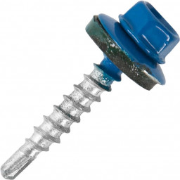Саморез 4,8*76 сверло,гол.шестигр.с шайбой, RAL 5002  (синий)  Pront