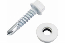 Саморез 5,5*25 сверло,гол.шестигр.с шайбой, RAL 9003 Сигнальный белый Pront