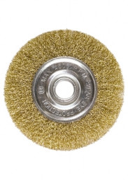 Щетка для УШМ 150 мм М22 плоская латунированная витая проволока "MATRIX"